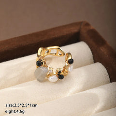 Fashion Natural Stone Pearl 18K Gold Rings for Girls Simple Minimalistic Jewelry for Women Ladies Wholesale China Manufacturer
