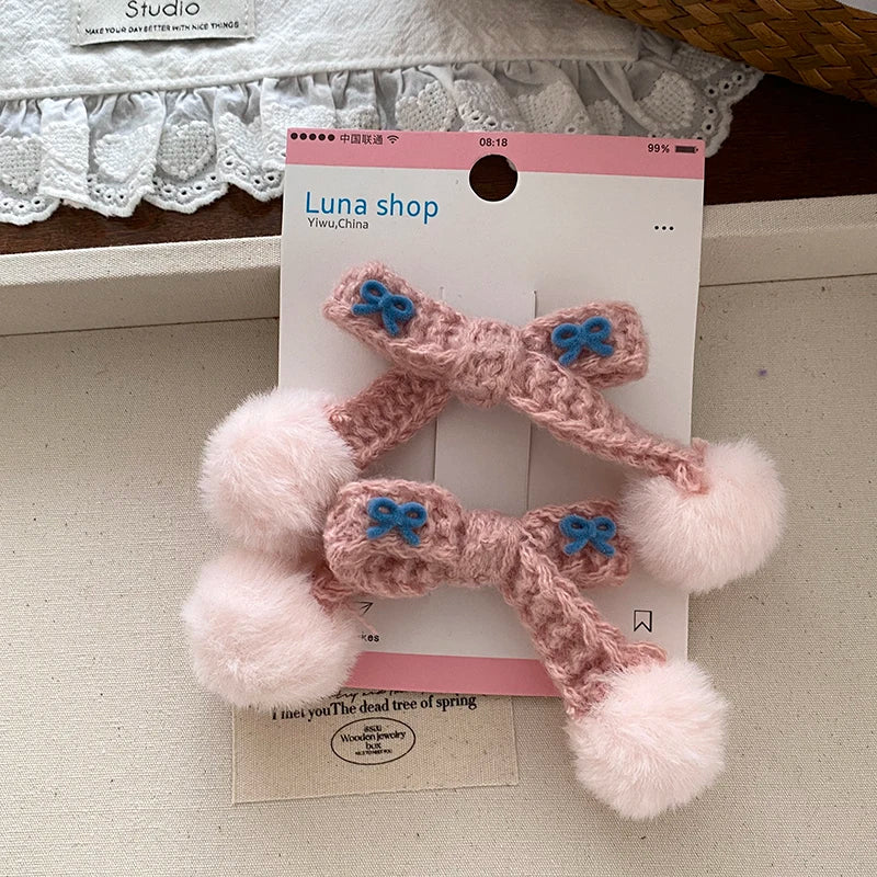 Pink Classic Solid Color Hair Clips for Baby Girls Cute Princess Style Alligators for Kids Children Hair Accessories Bowknot