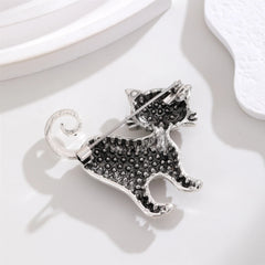 Fashion Cat Glitter Rhinestone Puppy Sweet Brooches for Girls Stylish Animals Pins Jewelry for Women Ladies Accessories Chic