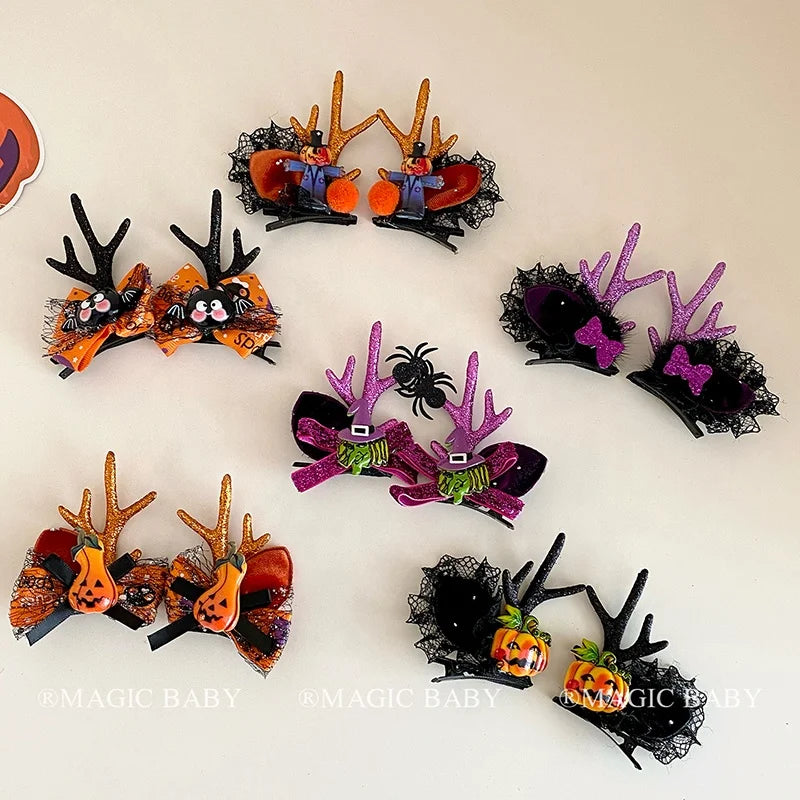 2025 Halloween Hair Clip for Kids Spider Bat Pumpkin Witch Ghost Spooky Hairpins Children Costume Party Hair Accessories Chic
