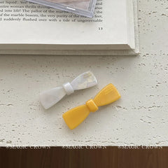 French Style Mini Solid Color Bowknot Acetate Hair Snap Clips for Girls Women Classic Simple Sweet Hair Accessories for Party