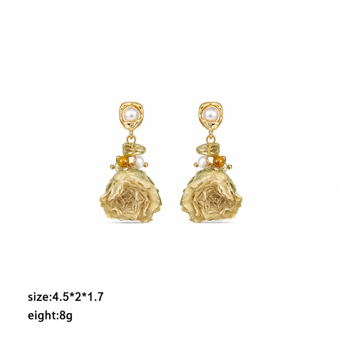 Fashion Vintage Dried Flowers Drop Earrings for Girls Elegant Luxury Jewelry for Women Ladies Wholesale China Factory Bulk