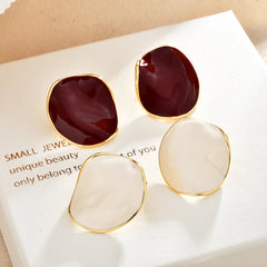 French Style Dropping Glaze Pleated Round Earrings for Women Light Luxury High-end Elegant Earring Stud Fashion Charms Earrings