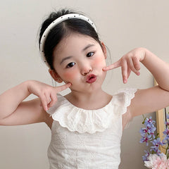 White Solid Color Polka Dot Head Bands for Baby Girls Minimalistic Hair Bands for Kids Children Hair Accessories in Stock