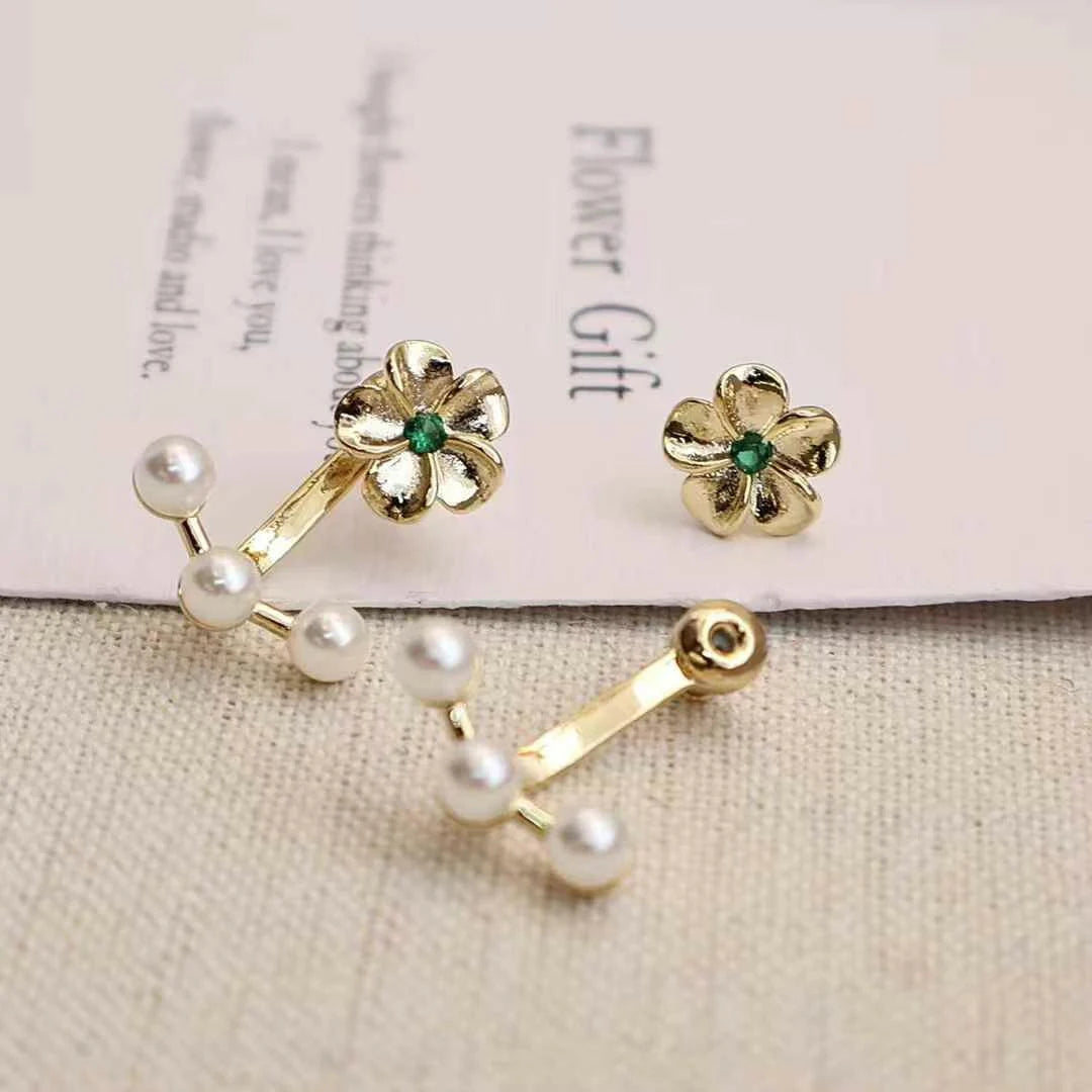 Ladies Imitation Pearl Bow Flower Decorative Small Drop Earring Fashion Elegant Glamorous High Quality Daily Jewelry Accessories