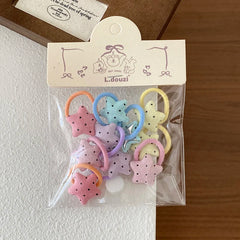 Sweet Cute Kawaii Star Heart Shaped Sceunchies for Baby Girls Mini Kawaii Hair Ties for Kids Children Hair Accessories in Stock
