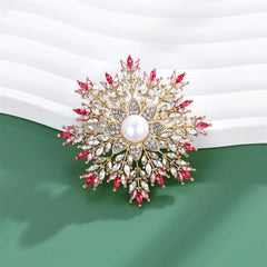 Fashion Sunflower Snow Flake Glitter Brooches for Girls Sparking Luxury Elegant Pins Jewelry for Women Ladies Accessories