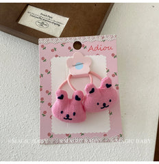 Cute Sweet Animal Bowknot Plaid Scrunchies for Baby Girls Fashion Peppy Hair Ties for Kids Children Hair Accessories in Stock