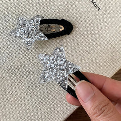Simple Minimalistic Glitter Star Hair Clips for Baby Girls Fashion Chic Classic Snap Clips for Kids Children Hair Accessories