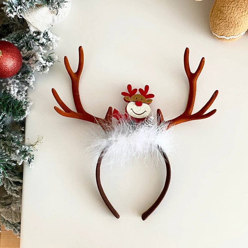 Christmas Children Head Bands Sweet Cute Cartoon Large Deer Hairbands for Baby Girls Wholesales New Christmas Hair Accessories