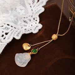 Fashion Green Agate Copper 18K Gold Plated Pendent Necklaces for Girls Vintage Jewelry for Women Ladies Wholesale China Factory
