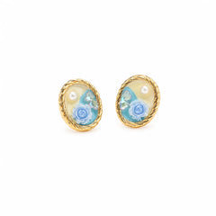 Ladies Drip Glaze Hand-Painted Graffiti 18k Gold-plated S925 Silver Flower Stud Earring Fashion Elegant Low MOQ in Stock Jewelry
