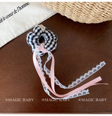 Flower Fashion Ribbon Lace Scrunchies for Baby Girls Sweet Cute Kawaii Hair Ties for Kids Children Hair Accessories in Stock