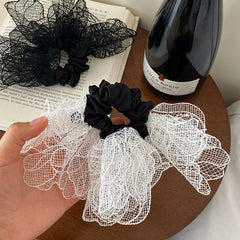 Hot Sale Elegant Minimalistic Medium Scrunchies High Elastic Solid Black White Hair Ties Accessory for Women for Daily Office