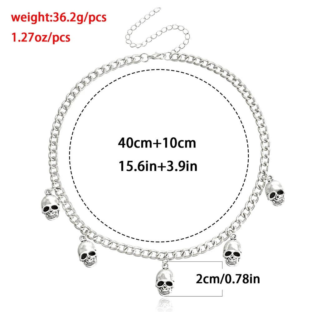 Fashion Skeleton Skull Gothic Punk Style Necklaces for Girls Trendy Halloween Spicy Jewelry for Women Ladies Accessories Chic