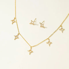 Fashion Refined Sweet Elegant Necklaces for Girls Dainty Glamorous Luxury Stud Earrings Jewelry Sets for Women Lady Accessories