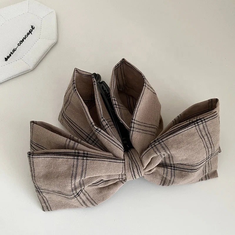 Women New Design Plaid Bow Banana Clips Fashion Stylish Elegant Customized in Stock Bulk Order Hairpins Accessories for Holiday