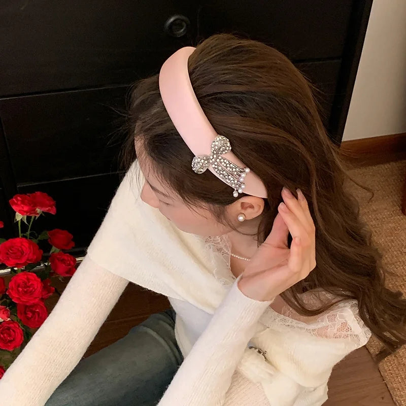 Fashion Luxury Bowknot Glitter Head Band for Girls Sweet Elegant Sparkle Hair Band for Women Ladies Hair Accessories in Stock