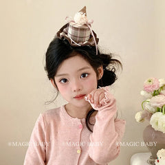 Chic Plaid Birthday Cake Headband Chic Fashionable Sweet Hair Accessories for Baby Girls and Kids Chic