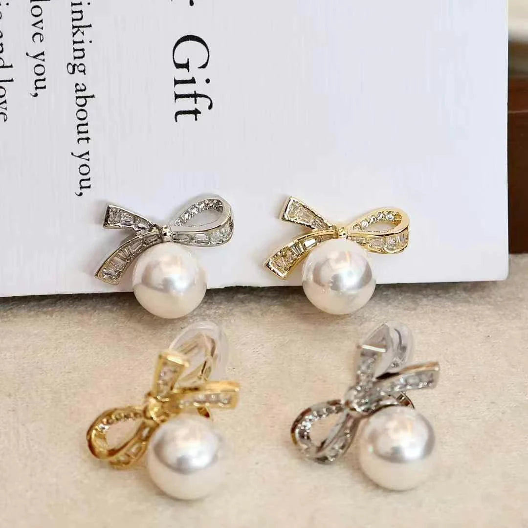 Fashion Sweet Classic Simple Glamorous Drop Earrings for Girls Bowknot Luxury Jewelry for Women Ladies Accessories Wholesale