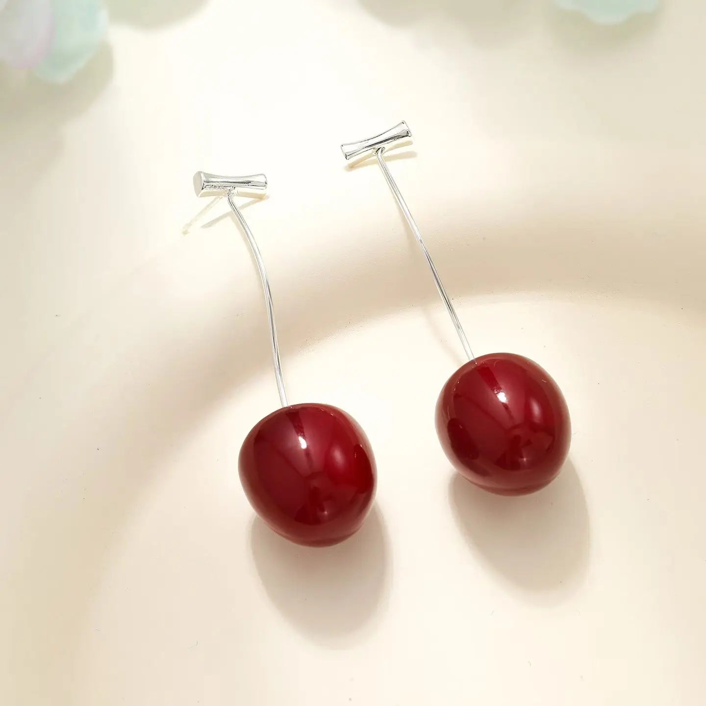 Cute Sweet Fruits Cherry Fashion Drop Earrings for Girls Kawaii Trendy Jewelry for Women Ladies Accessories Chinese Supplier