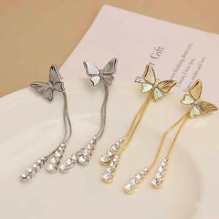 Girly Aesthetic Butterfly Snowflake Tassel Decorative Drop Earring Fashion Elegant Sparking Charms Bulk Jewelry Accessories