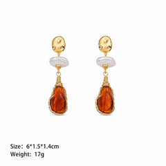 Women Red Glass Crystal Beads S925 Silver 18k Gold-plated Freshwater Pearl Earring Elegant Trendy Low MOQ in Stock Daily Jewelry