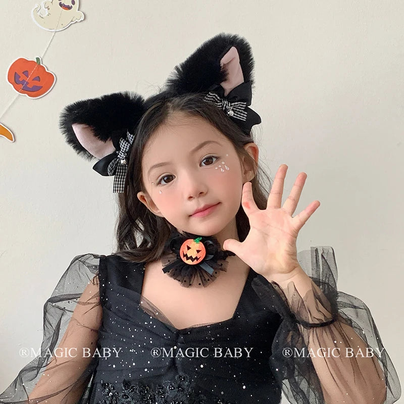 Halloween Black Cat Headband for Kids Cute Kitten Hairband Children Costume Party Hair Accessories Spooky Fun Trick or Treat