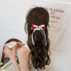 Fashion Ribbon Bowknot New Year Hair Clips for Girls Sweet Elegant Cute Banana Clips for Women Ladies Hair Accessories in Stock