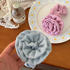 Brand New Women's Hair Accessories Solid Color Flower Scrunchies Simple Chic Vintage Style Hair Ties for Ladies Elegant Fashion