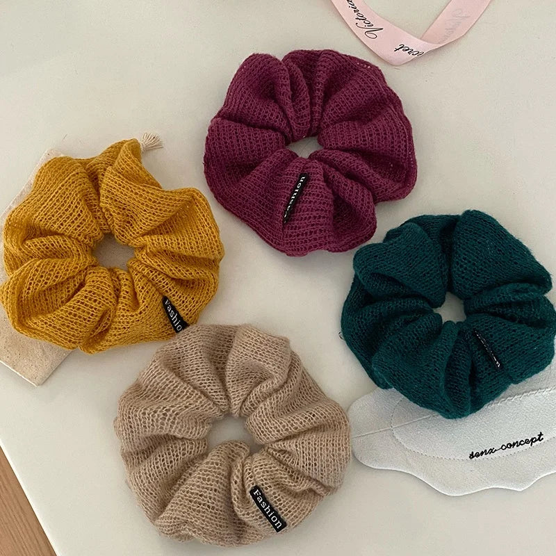 Women Solid Color High Elastic X-Large Hair Ties Fashion Elegant Autumn Winter Warm Bulk in Stock Ponytail Scrunchies for Female
