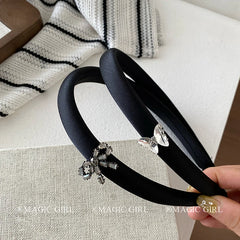 Solid Color Classic Butterfly Bowknot Glitter Head Band for Girls Sweet Chic Simple Hair Band for Women Ladies Hair Accessories