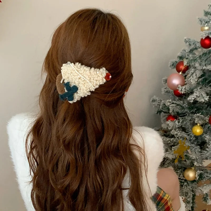 2025 Christmas Tree Imitation Pearl Hair Clips for Girls Elegant French Style Barrettes for Women Ladies Hair Accessories Chic