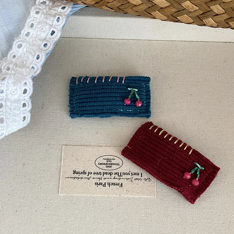 Fashion Elegant Vintage Cherry Hair Clips for Baby Girls Fruits Square Snap Clips for Kids Children Hair Accessories in Stock