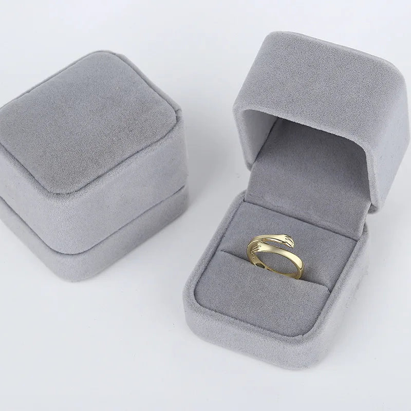 Love Embrace Couple Rings Gold Silver Korean Style Simple Fashion Open Ring Customizable Jewelry for Gift Wholesale Accessories