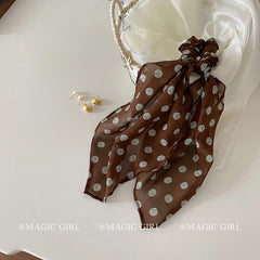Fashion Elegant Bowknot Dot Scrunchies for Girls Stylish Vintage Graceful Hair Ties for Women Ladies Hair Accessories Trendy