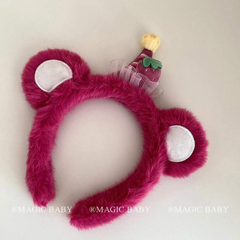 Sweet Cute Fashion Animals Bear Head Bands for Baby Girls Trendy Fluffy Kawaii Hair Bands for Kids Children Hair Accessories