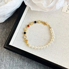 Fashion Zircon Imitation Pearl Jewelry Sets for Girls Bracelet Necklace for Women Ladies Wholesale Bulk Elegant Cute Supplier