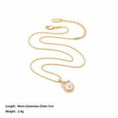 Women Copper Zircon Shell Beads Necklace Fashion Elegant Factory Price Low MOQ in Stock Jewelry for Female Daily Causal Party
