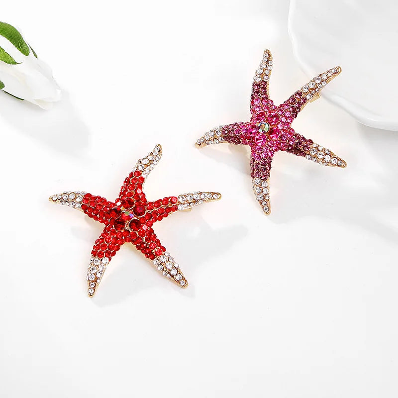 Fashion Star Sweet Glitter Rhinestone Brooches for Girls Elegant Trendy Glamorous Pins Jewelry for Women Ladies Accessories
