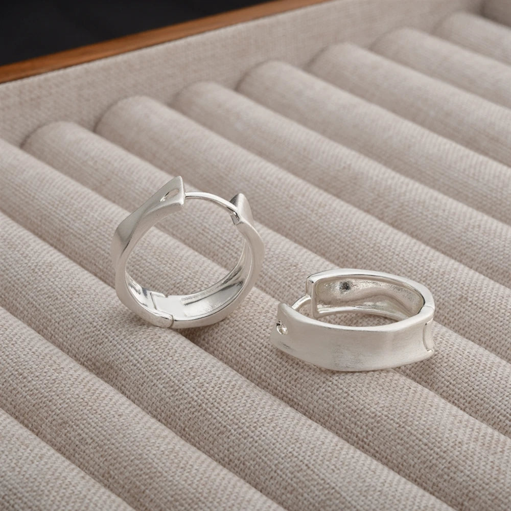 Minimalist Personalized Brushed Irregular Hoop Earrings Cool-toned Fashionable Ear Jewelry European and American Accessory Bulk