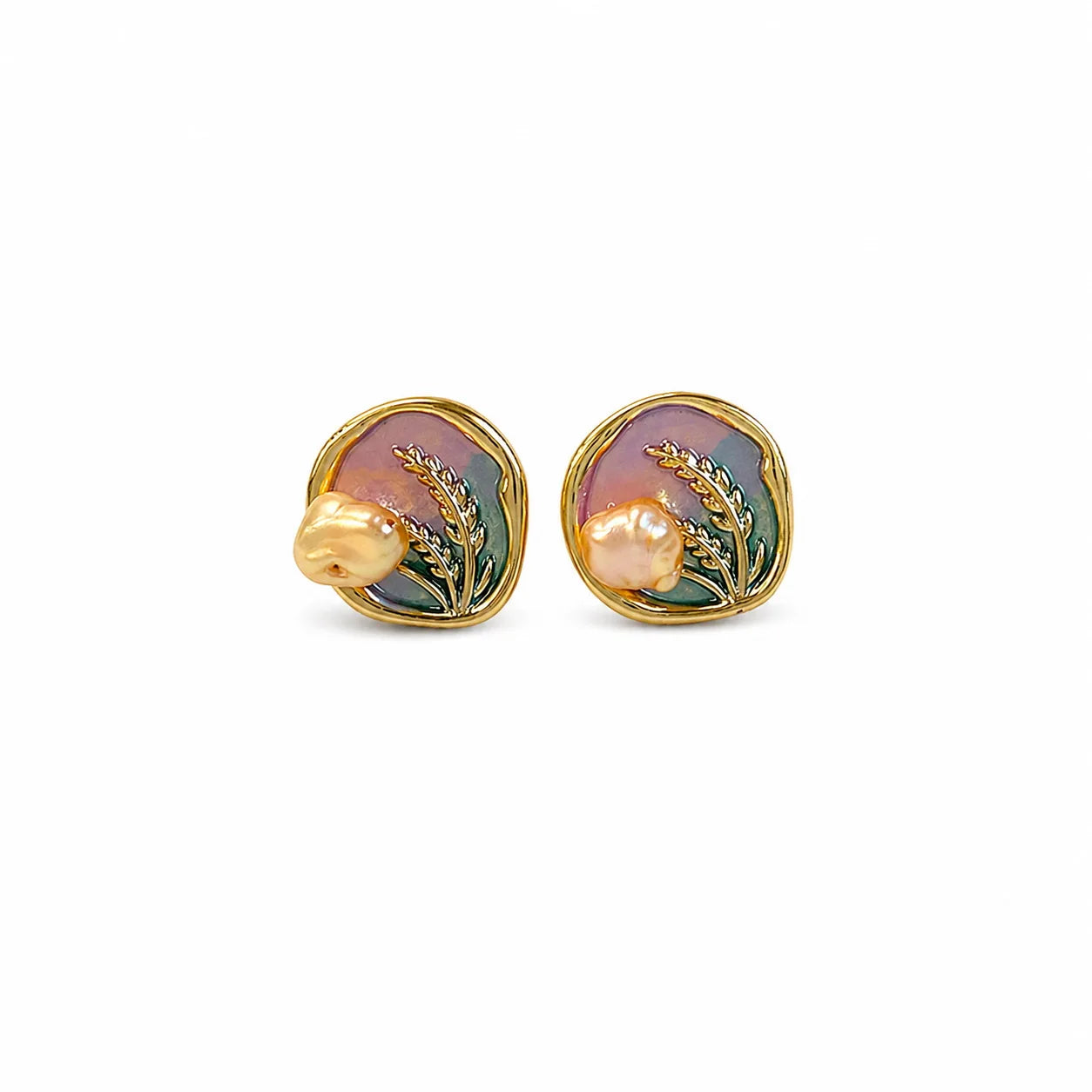 Fashion S925 Silver Freshwater Pearl Stud Earrings for Girls Sweet Flower Drip Glaze 18K Gold Jewelry for Women Ladies Wholesale
