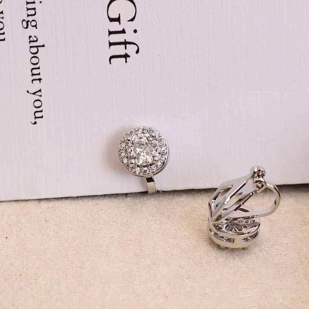 Fashion Simple Glitter Sweet Elegant Clip on Earrings for Girls Refined Latest Jewelry for Women Ladies Accessories Wholesale