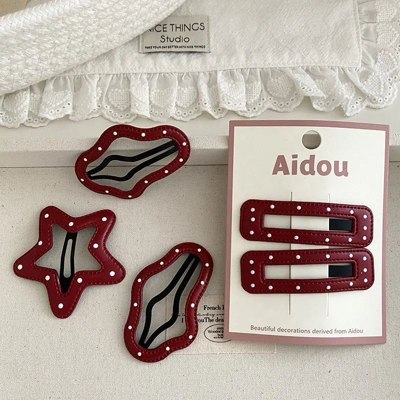 Fashion Red Star Polka Dot Hair Clips for Baby Girls Trendy Simple Classic Snap Clips for Kids Children Hair Accessories Chic