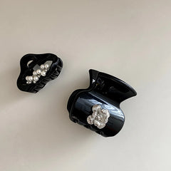 Vintage Simple Solid Color Mini Hair Claw Clips for Girls Imitation Pearl Flower Hair Clutches for Women Ladies Hair Accessories