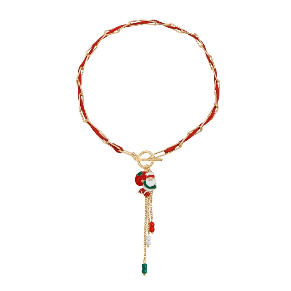 Fashion Christmas Santa Claws Link Necklaces for Girls Sweet Trendy Stylish Jewelry for Women Ladies Accessories Wholesale