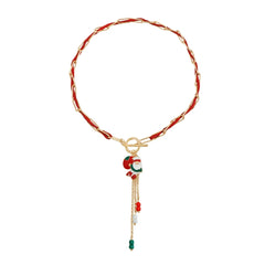 Fashion Christmas Santa Claws Link Necklaces for Girls Sweet Trendy Stylish Jewelry for Women Ladies Accessories Wholesale