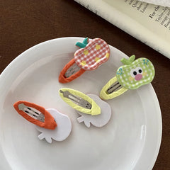 Fashion Sweet Cute Apple Fruits Plaid Hair Clips for Baby Girls Stylish Kawaii Snap Clips for Kids Children Hair Accessories