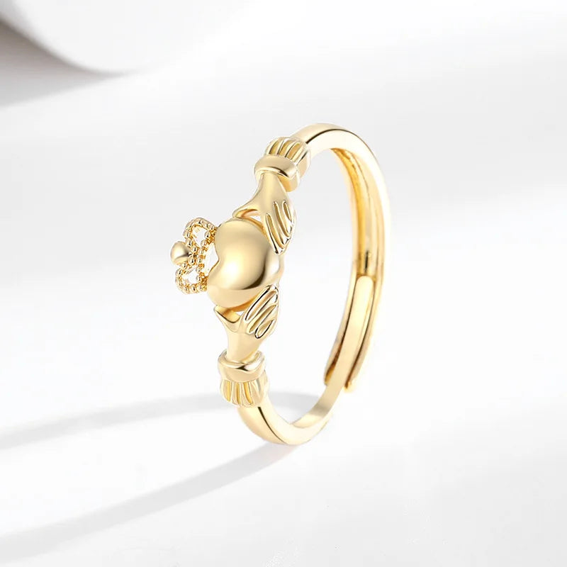 Magic Crown Women's Heart-shaped Crown Rings Niche Design Light Luxury European American Style Hot Sale Fashion Accessories Bulk