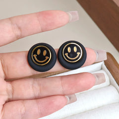 Women Circle Shape Smiling Face Decorative Mini Stud Earring Fashion Simple Graceful Bulk Order Jewelry Accessories for Street